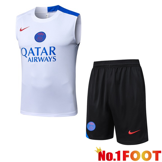 Paris PSG Gilet Soccer + Shorts White 2025/2026