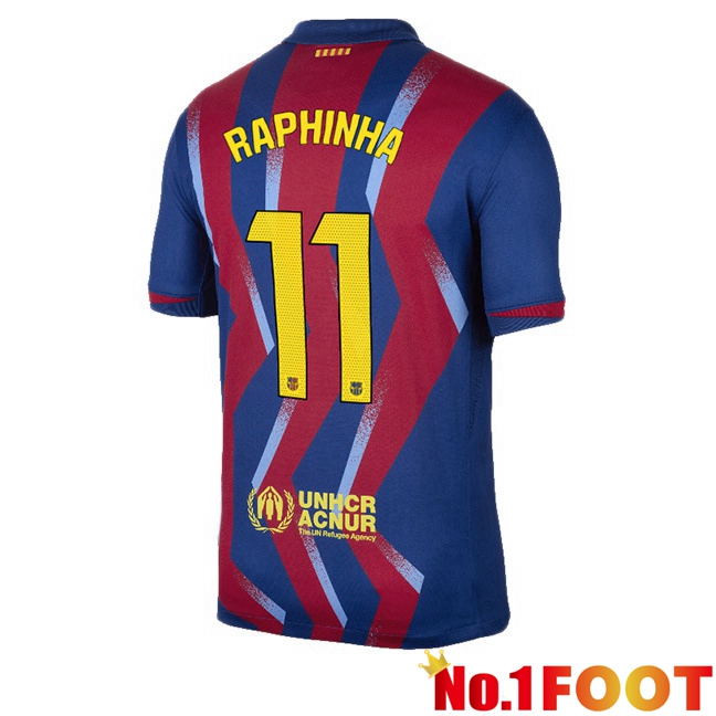 FC Barcelona (RAPHINHA 11) Fourth Soccer Jersey Blue Red 2025/2026