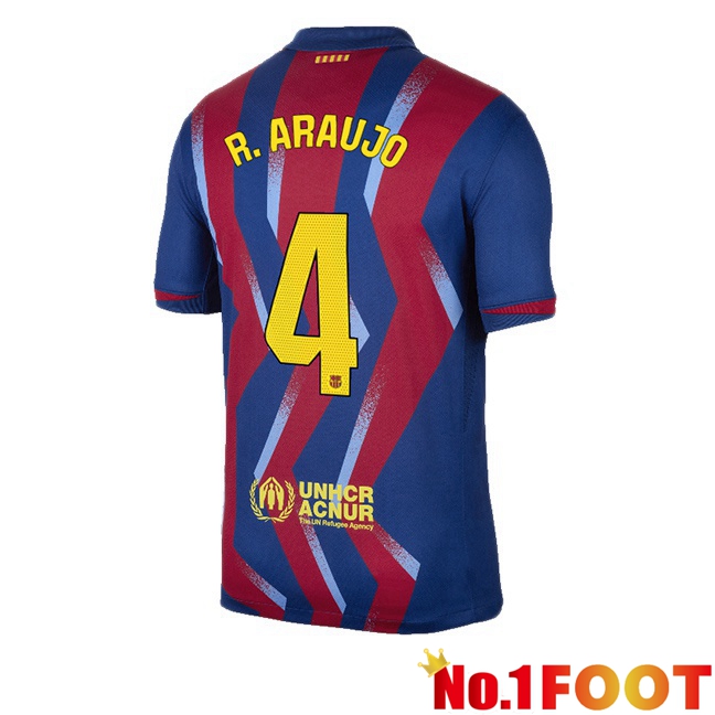 FC Barcelona (R. ARAUJO 4) Fourth Soccer Jersey Blue Red 2025/2026