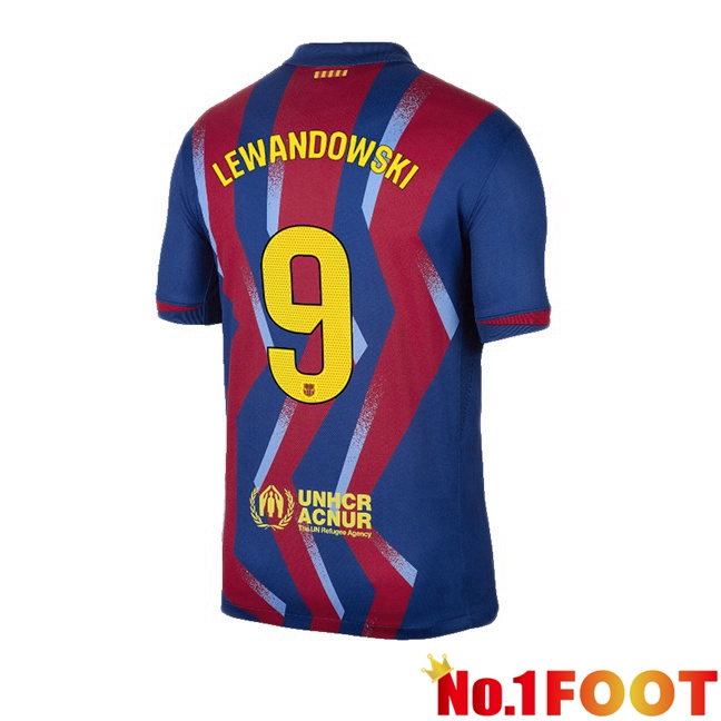 FC Barcelona (LEWANDOWSKI 9) Fourth Soccer Jersey Blue Red 2025/2026