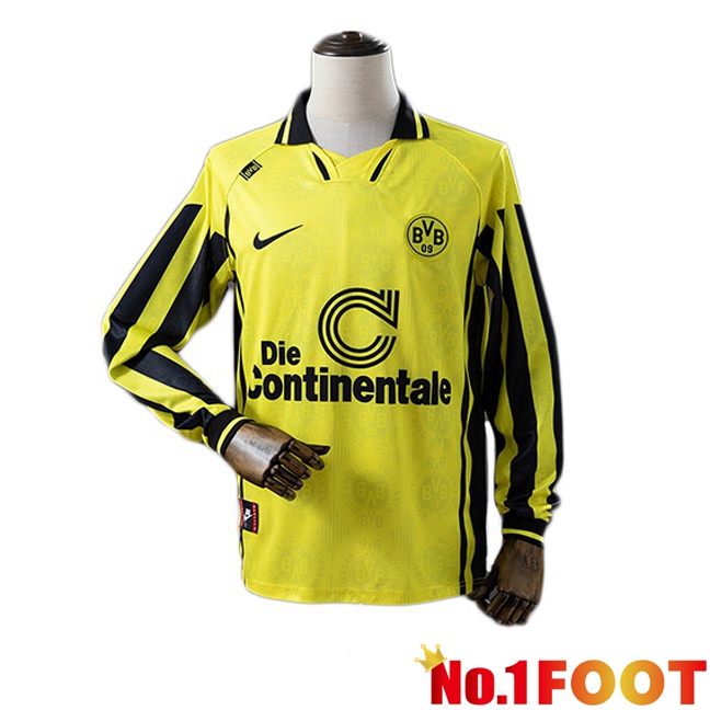 Dortmund BVB Retro Home Soccer Jersey Long sleeve Yellow 1996-1997