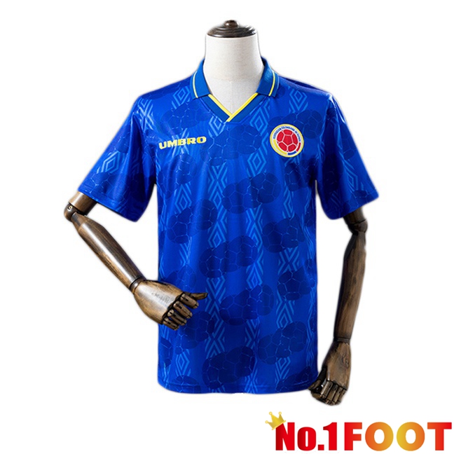 Colombia Retro Away Soccer Jersey Blue 1994