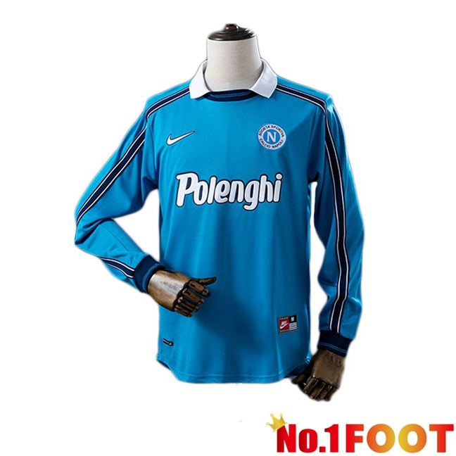 SSC Napoli Retro Home Soccer Jersey Long sleeve Blue 1998-1999