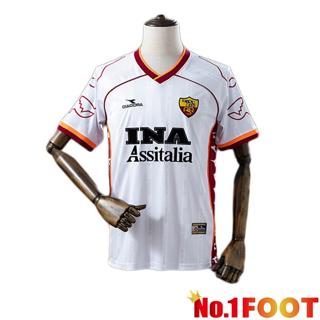 AS Rome Retro Away Soccer Jersey White 1999-2000