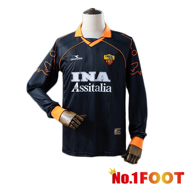AS Rome Retro Third Soccer Jersey Long sleeve Black 1999-2000