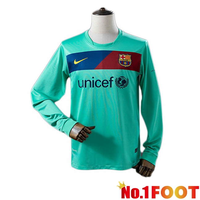 FC Barcelona Retro Away Soccer Jersey Long sleeve Green 2010-2011