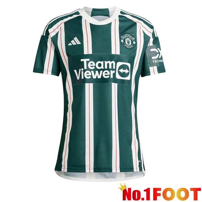 Manchester United Retro Away Soccer Jersey Green White 2023-2024