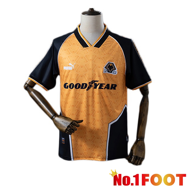 Wolves Retro Home Soccer Jersey Yellow 1996-1998