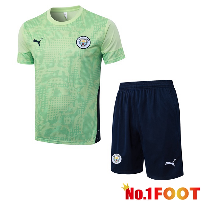 Manchester City kit Training T Shirt + Shorts Green 2025/2026