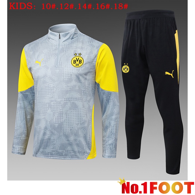 Dortmund BVB Kids Training Jacket Hoodie Training Tracksuit Grey 2025/2026