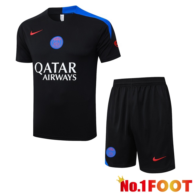 Paris PSG kit Training T Shirt + Shorts Black 2025/2026