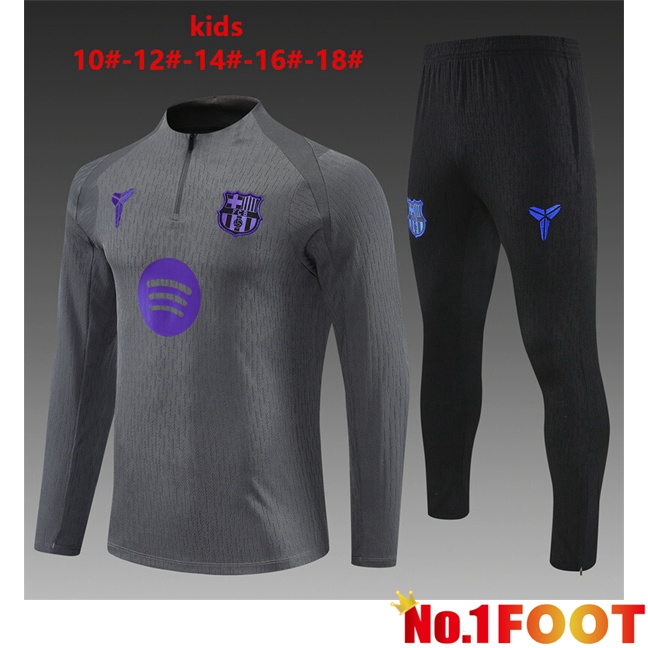 FC Barcelona Kids Training Jacket Hoodie Training Tracksuit Grey 2025/2026