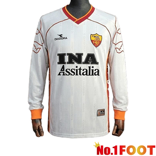 AS Rome Retro Soccer Jersey Kids Away Soccer Jersey Long sleeve 1999/2000