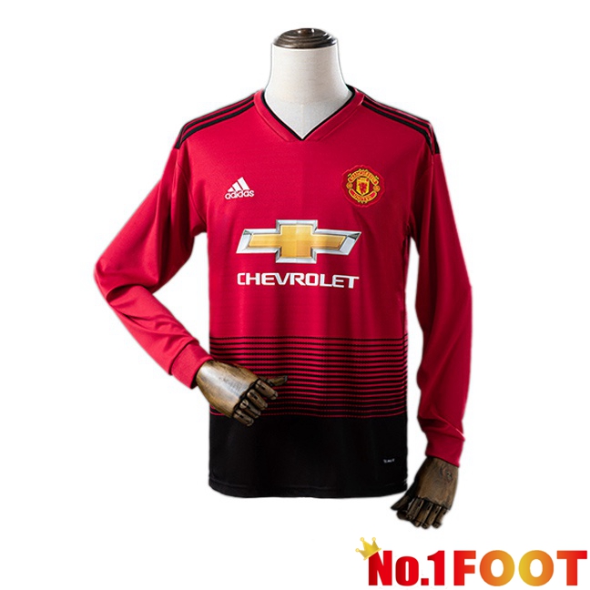 Manchester United Retro Home Soccer Jersey Long sleeve Red 2018-2019