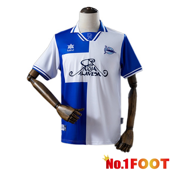 Deportivo Alaves Retro Home Soccer Jersey White Blue 2000-2001