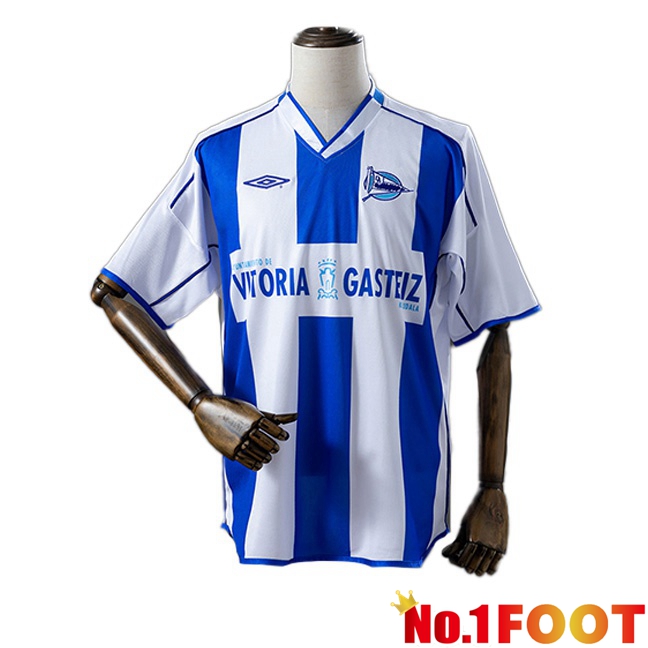 Deportivo Alaves Retro Home Soccer Jersey White Blue 2003-2004