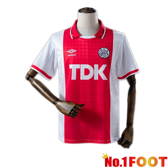 AFC Ajax Retro Home Soccer Jersey White Red 1989-1990