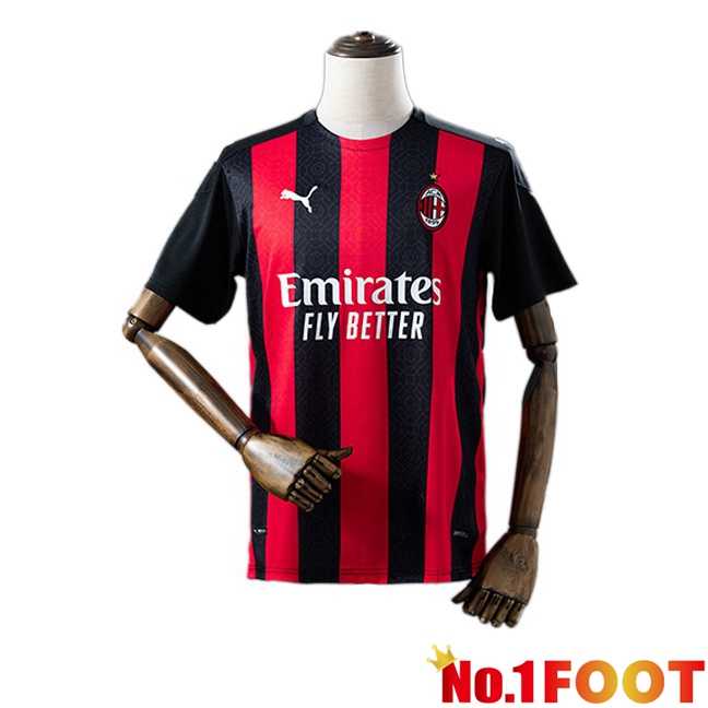 AC Milan Retro Home Soccer Jersey Red Black 2020-2021