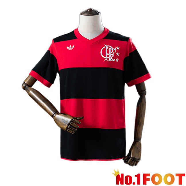 Flamengo Retro Home Soccer Jersey Red Black 1981