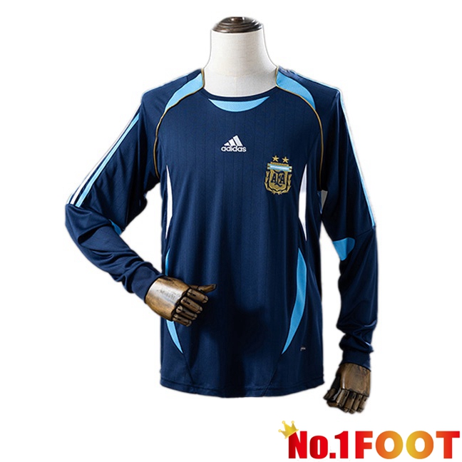 Argentina Retro Away Soccer Jersey Long sleeve Blue Royal 2006