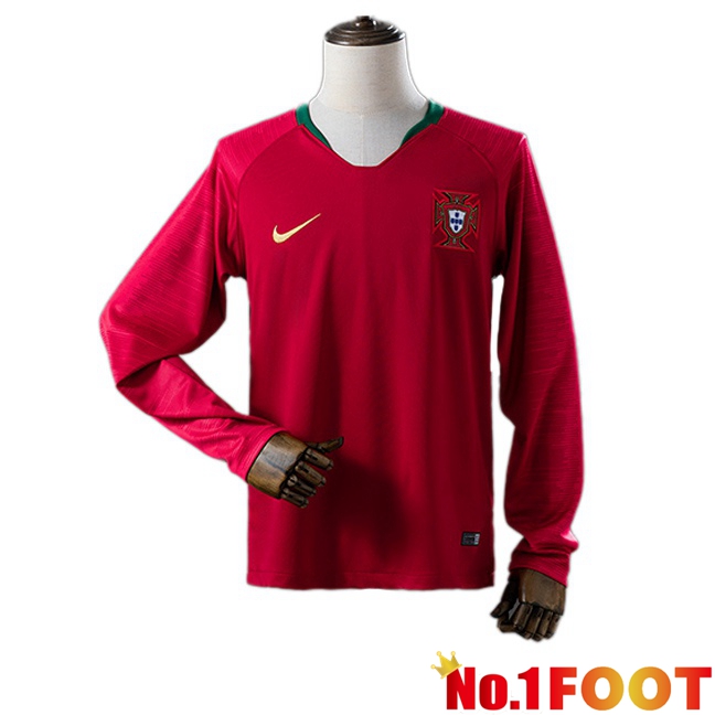 Portugal Retro Home Soccer Jersey Long sleeve Red 2020