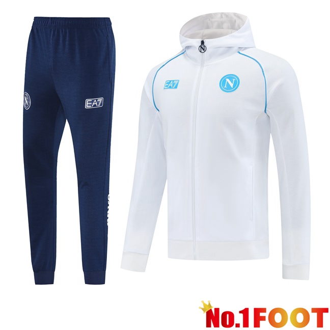 SSC Napoli Training Tracksuit - Training Sweatshirt Hoodie White 2025/2026