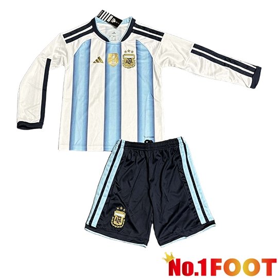Argentina Kids Home Soccer Jersey Long sleeve Soccer World Cup 2026