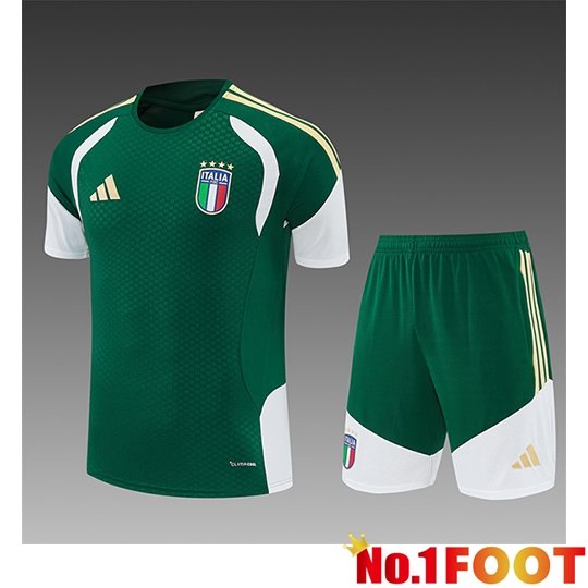 Italy Kids kit Training T-Shirt Green/White/Yellow 2025/2026