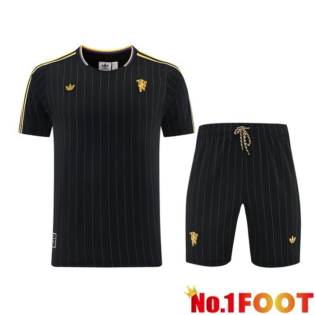Manchester United kit Training T Shirt + Shorts Black 2026/2027