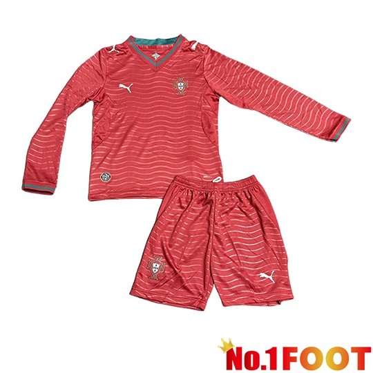 Portugal Kids Home Soccer Jersey Long sleeve Soccer World Cup 2026