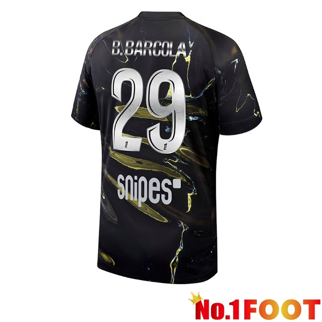 Paris PSG (B.Barcola 29) Soccer Jersey Special Edition Black 2025/2026
