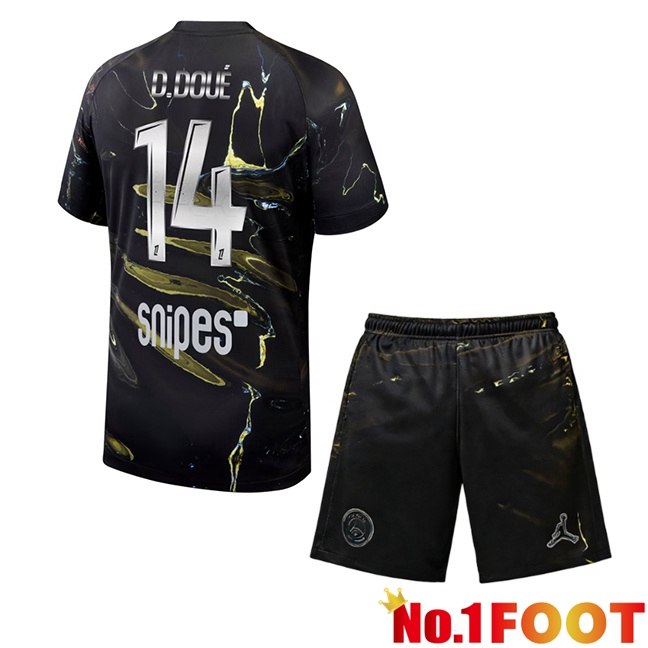 Paris PSG (D. Doué 14) Kids Soccer Jersey Special Edition Black 2025/2026