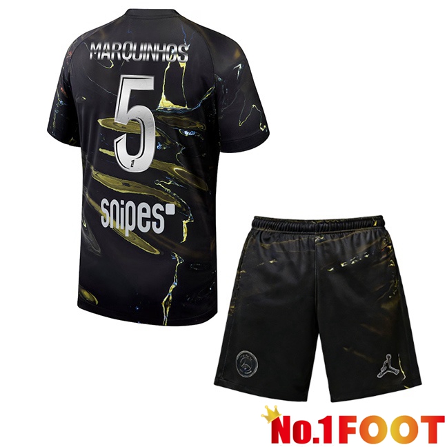 Paris PSG (Marquinhos 5) Kids Soccer Jersey Special Edition Black 2025/2026