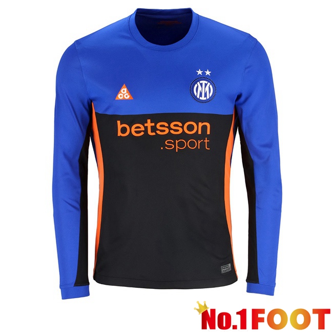 Inter Milan Fourth Soccer Jersey Long sleeve Blue Black 2025/2026