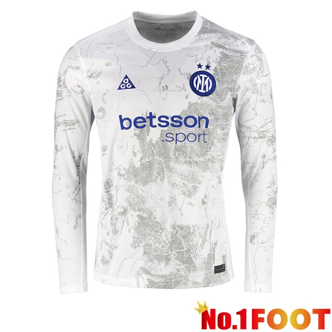 Inter Milan Goalkeeper Soccer Jersey Long sleeve White Grey 2025/2026