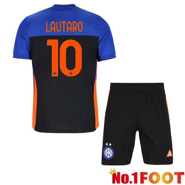 Inter Milan (LAUTARO 10) Kids Fourth Soccer Jersey Blue Black 2025/2026