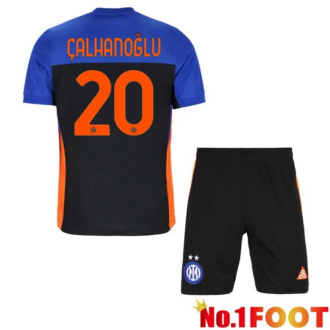 Inter Milan (ÇALHANOĞLU 20) Kids Fourth Soccer Jersey Blue Black 2025/2026