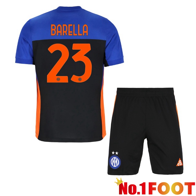 Inter Milan (BARELLA 23) Kids Fourth Soccer Jersey Blue Black 2025/2026