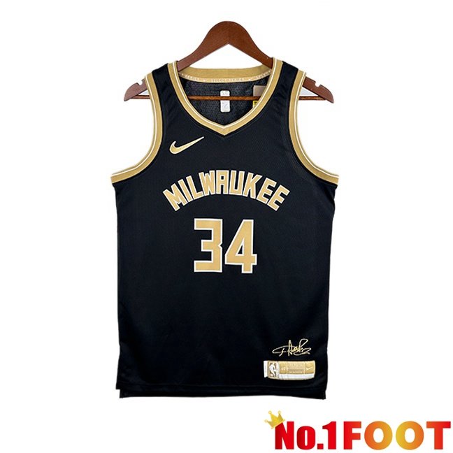 NBA Milwaukee Bucks(Giannis Antetokounmpo 34)Jersey Black 2023/2024