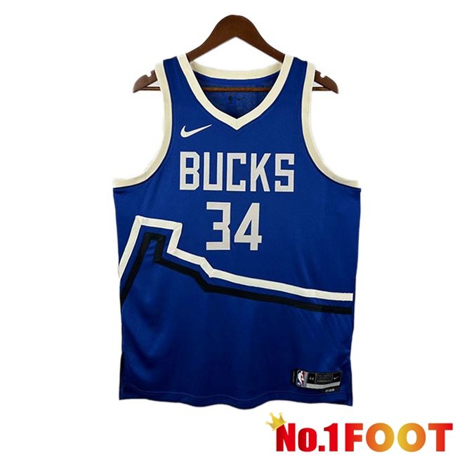 NBA Milwaukee Bucks(Giannis Antetokounmpo 34)Jersey Blue 2024/2025