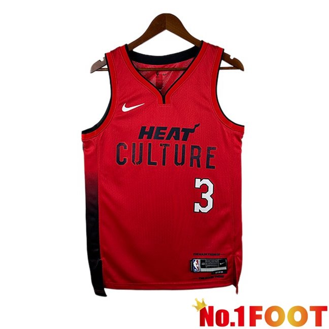 NBA Miami Heat (Dwyane Wade 3)Jersey Red 2024/2025