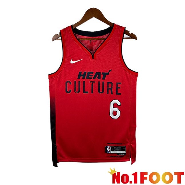 NBA Miami Heat (LeBron James 6)Jersey Red 2024/2025