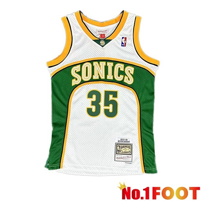 NBA Oklahoma City Thunder (Kevin Durant 35)Jersey Retro White Green 2007-2008