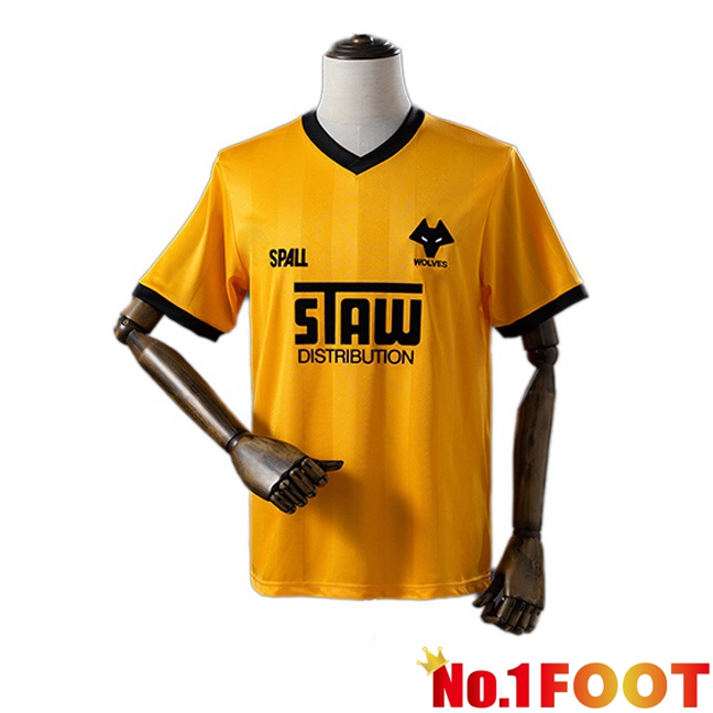 Wolves Retro Home Soccer Jersey Yellow 1986-1988