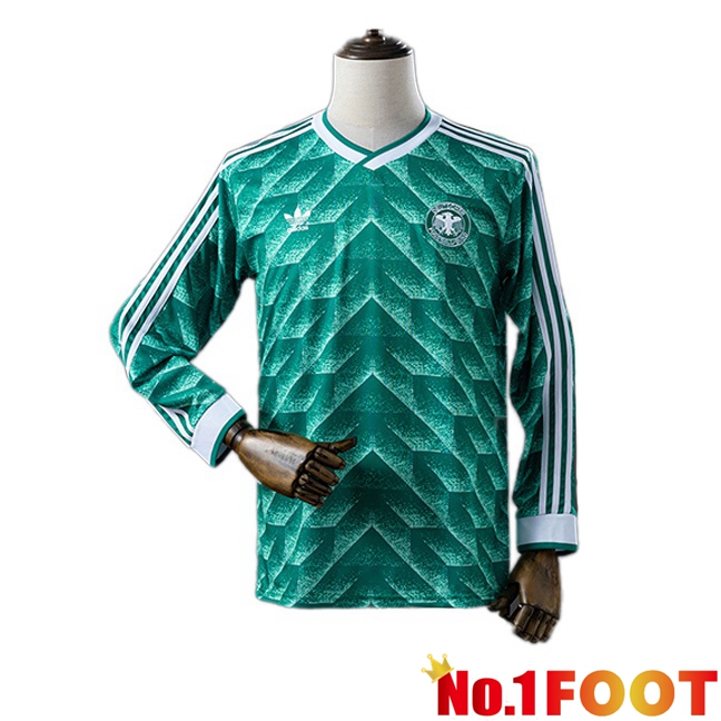 Germany Retro Away Soccer Jersey Long sleeve Green 1990
