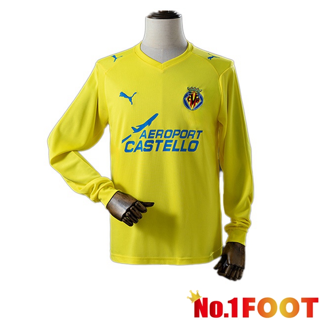 Villarreal Retro Home Soccer Jersey Long sleeve Yellow 2008-2009