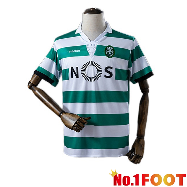Sporting CP Retro Home Soccer Jersey Green White 2018-2019