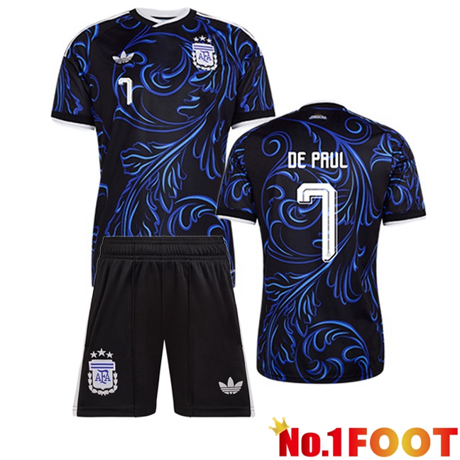 Argentina (DE PAUL 7) Kids Away Soccer Jersey Blue Royal 2026/2027