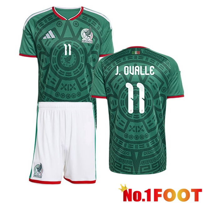 Mexico (J. OVALLE 11) Kids Home Soccer Jersey Green 2026/2027