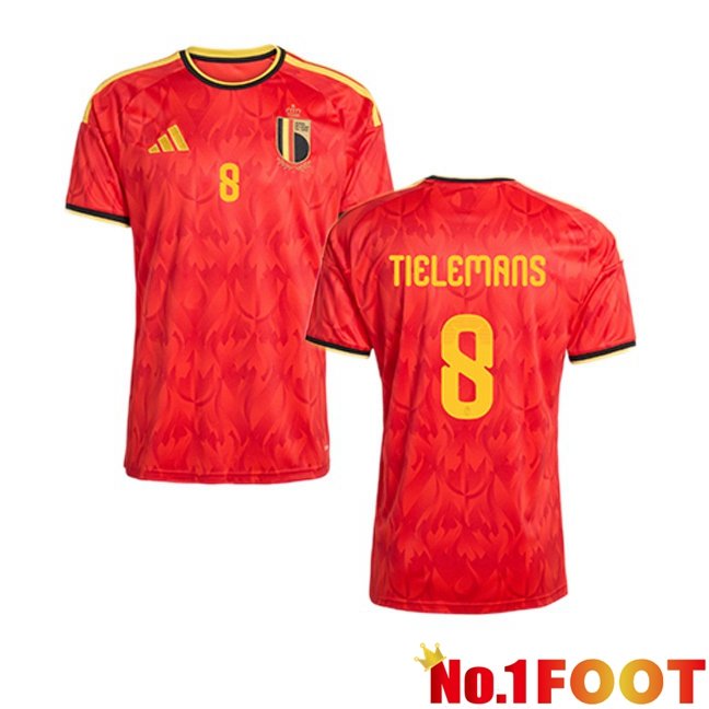 Belgium (TIELEMANS 8) Home Soccer Jersey Red 2026/2027
